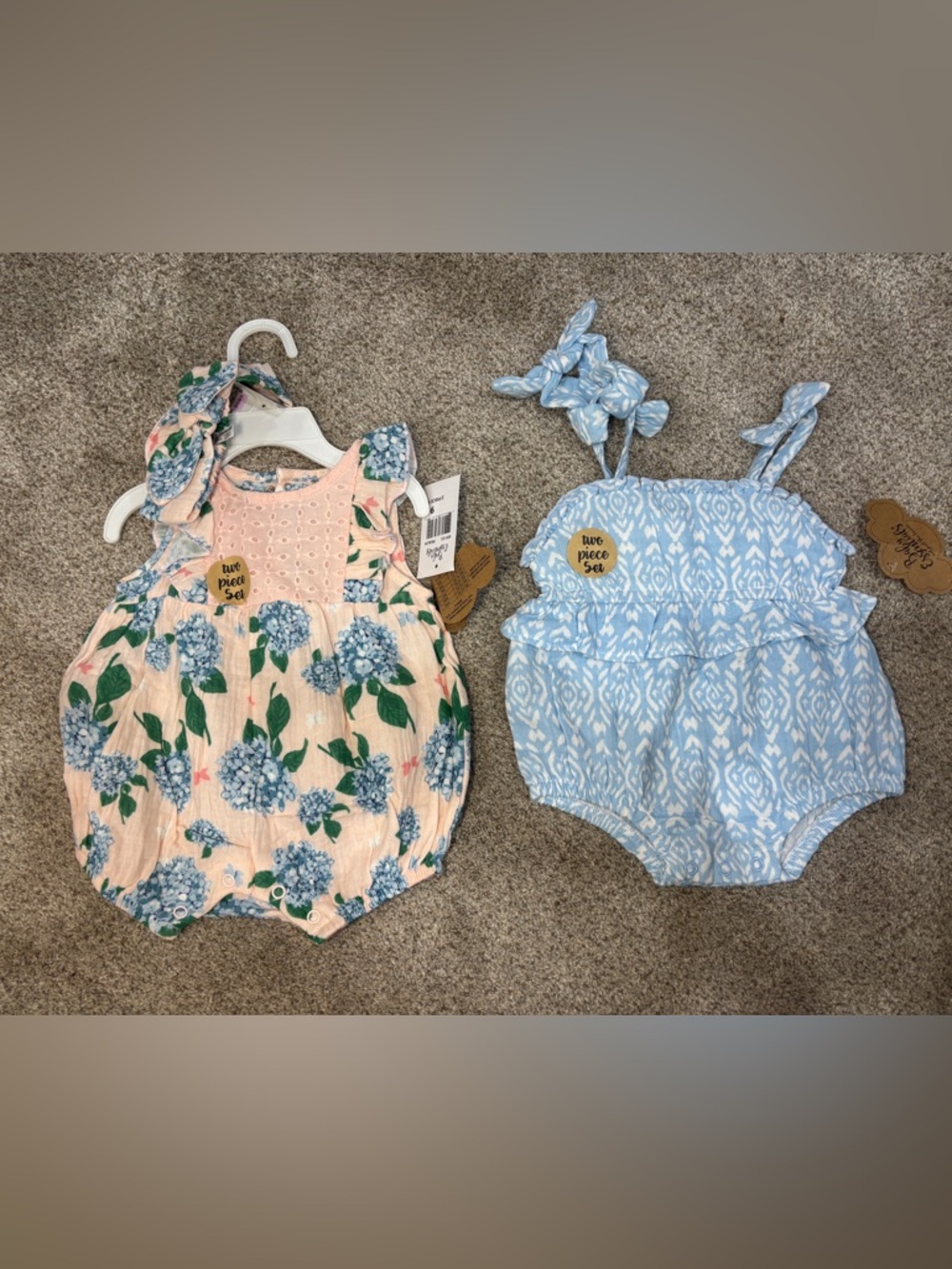 NEW! Lot of Baby Essentials baby girl 9 months snap crotch bubbles summer